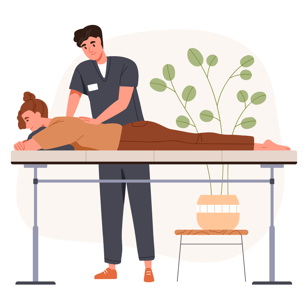 Alt="Manuelle Therapie Hamburg: Patientin wird von Physiotherapeut massiert"